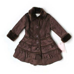 EUC Girls Widgeon Faux Fur Coat, Brown, Size 10